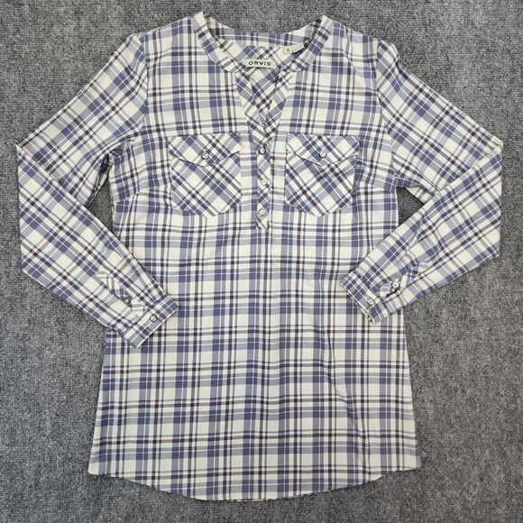 Orvis Tops - Orvis Shirt Womens 4 Plaid Long Sleeve 1/2 Button Up Top Casual Pockets Outdoor